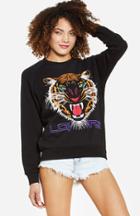 Dailylook Lovers + Friends Wildcat Laid Back Pullover In Black S At Dailylook