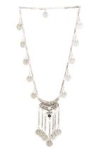 Dailylook Chanour Coin Neck Fringe Necklace In Silver At Dailylook