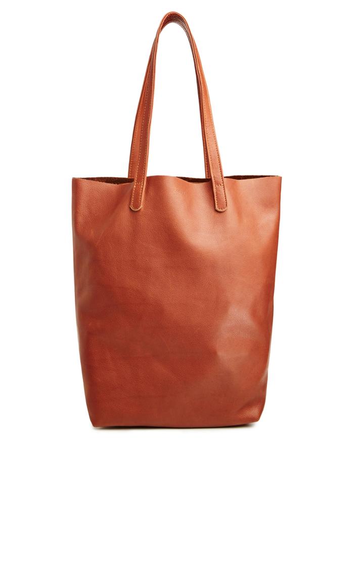 Dailylook Baggu Basic Leather Tote In Brown At Dailylook