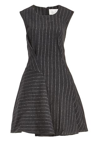 Dailylook J.o.a. Pinstripe Dress In Gray S - M At Dailylook