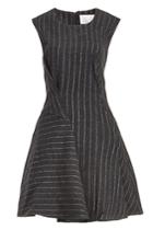 Dailylook J.o.a. Pinstripe Dress In Gray S - M At Dailylook