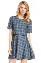 Dailylook J.o.a. Structured Skater Dress In Blue L At Dailylook