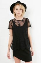 Dailylook Glamorous Sheer Lace Blouse In Black Xs At Dailylook