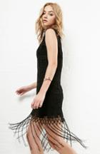 Dailylook Glamorous Patchwork Fringe Dress In Black Xs - M At Dailylook