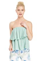 Dailylook Ruffled Strapless Top In Mint S At Dailylook