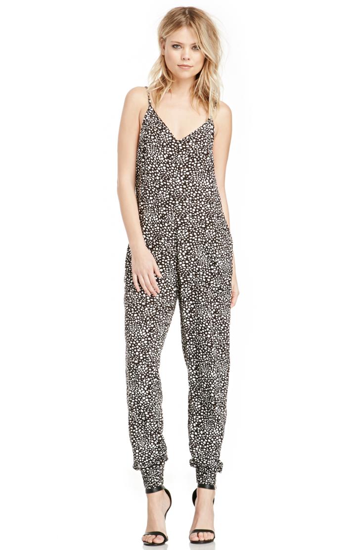 Dailylook Somedays Lovin Prana Print Cami Jumpsuit In Black / White Xs At Dailylook