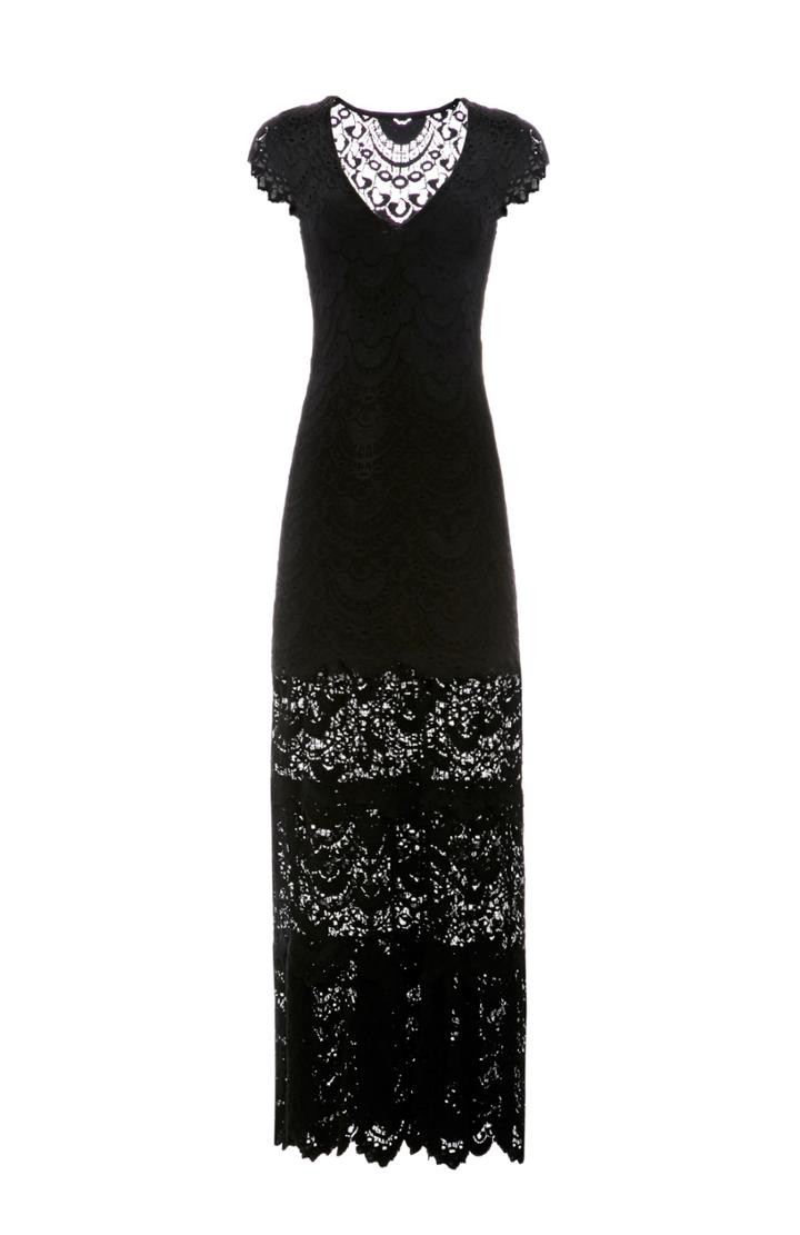 Dailylook Nightcap Spanish Deep-v Lace Gown In Black 1 - 3 At Dailylook