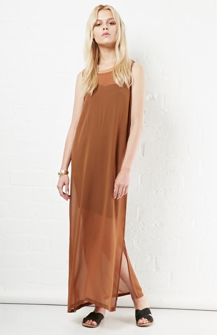 Dailylook Lacausa Dads Shirtdress In Moonshadow In Cognac Xs - L At Dailylook
