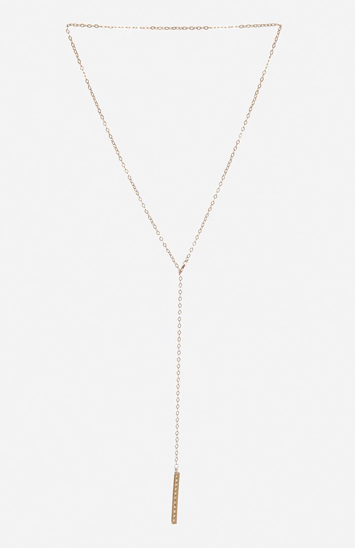 Dailylook Sage  Stone Crystal Bar Lariat Necklace In Gold At Dailylook