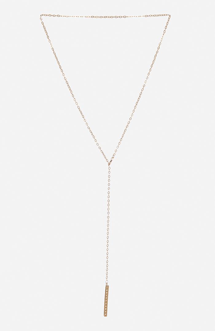 Dailylook Sage Stone Crystal Bar Lariat Necklace In Gold At Dailylook