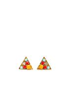 Dailylook Sandy Hyun Crystal Triangle Earrings In Multi-colored At Dailylook