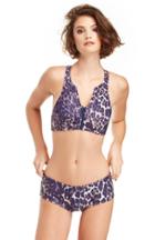Dailylook Tigerlily Neo Leopard Boyleg Bikini Bottom In Plum 2 - 6 At Dailylook
