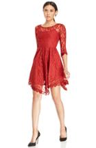 Dailylook Dailylook Eyelash Lace Fit And Flare Dress In Red S At Dailylook
