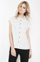Dailylook Grid Me Up Button Down In Black/ivory L At Dailylook
