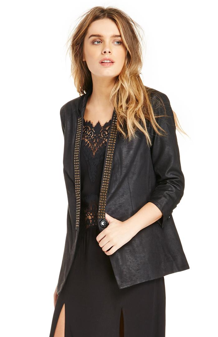 Dailylook Capulet Studded Lapel Blazer In Black Xs At Dailylook