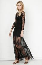 Dailylook Glamorous Floral Sheer Lace Maxi Dress In Black Xs - L At Dailylook