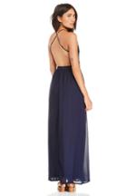 Dailylook Dailylook Backless Chiffon Maxi Dress In Navy L At Dailylook