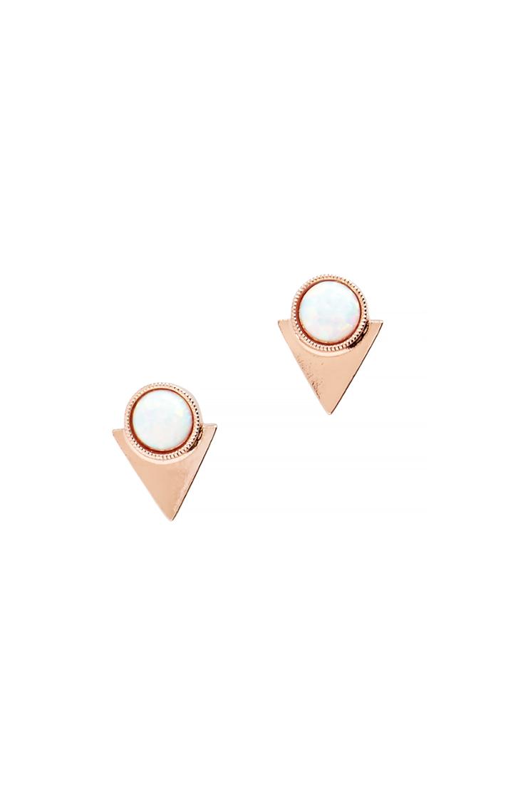 Dailylook Cam Tri Player Stud Earrings In Rose Gold At Dailylook