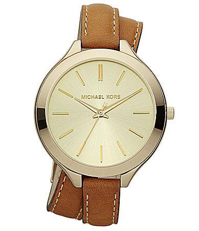 Michael Kors Runway Double-wrap Leather Watch