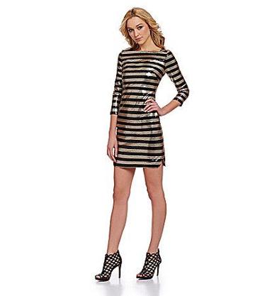 Vince Camuto Sequined Striped Dress