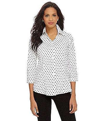 Foxcroft Square Dot Poplin Shirt