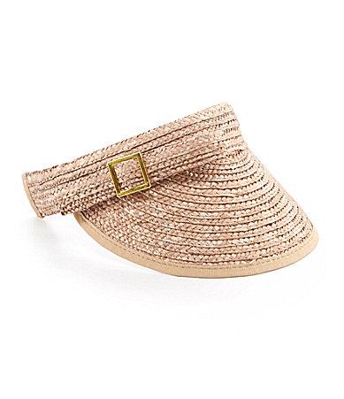 Kate Landry Straw Visor With Buckle