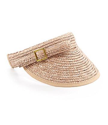 Kate Landry Straw Visor With Buckle