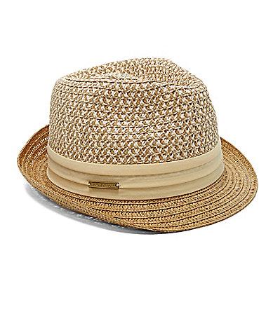 Vince Camuto Patterned Straw Fedora Hat