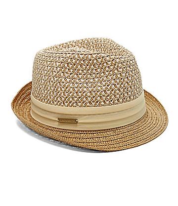 Vince Camuto Patterned Straw Fedora Hat