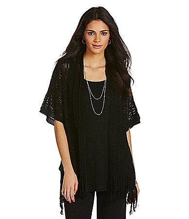 Investments Pointelle Fringe Cardigan