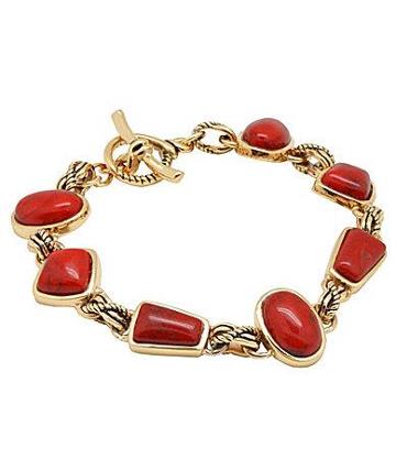 Barse Red Howlite Stone Link Bracelet
