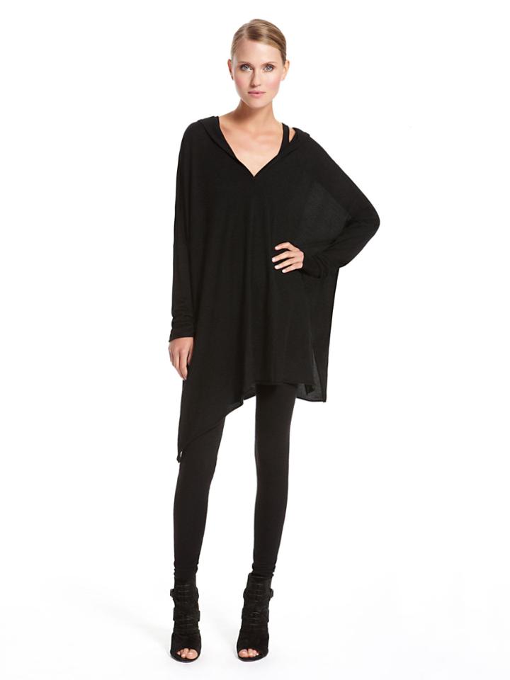 Featherweight Hooded Cashmere Poncho Sweater