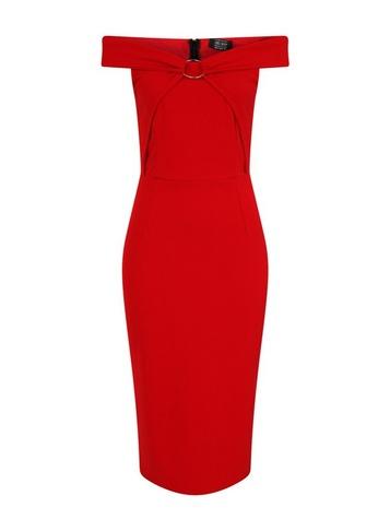 Dorothy Perkins *girls On Film Red Scuba Bardot Bodycon Dress