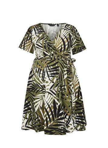 Dorothy Perkins *dp Curve Khaki Leaf Print Wrap Dress