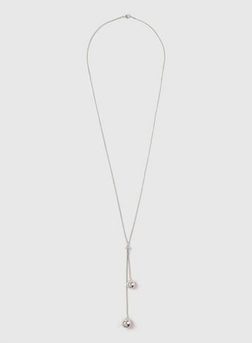 Dorothy Perkins Silver Ball Drop Lariat Necklace