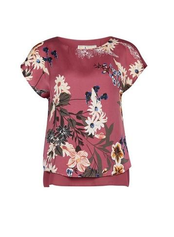 *billie & Blossom Petite Purple Rose Print Split Back Blouse