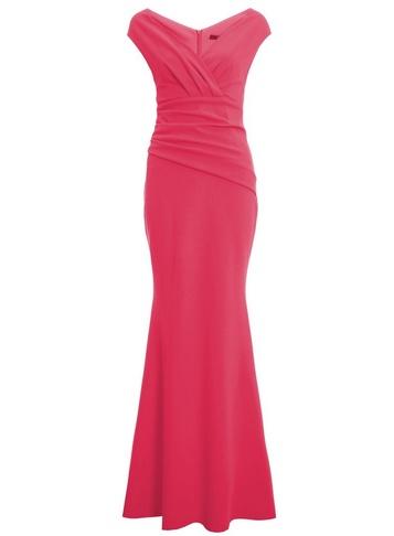 *quiz Hot Pink V-neck Wrap Maxi Dress