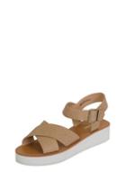 Dorothy Perkins *london Rebel Beige 'snake' Flatform Sandals