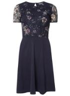 Dorothy Perkins *tall Navy Floral Print Lace Top Dress