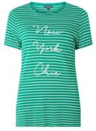 Dorothy Perkins Green Striped Motif T-shirt