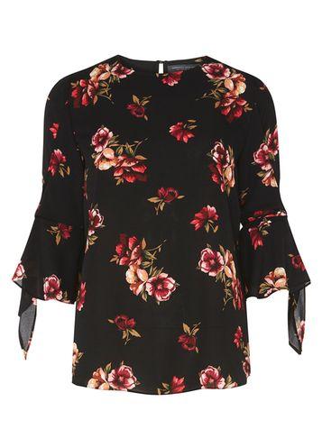 Dorothy Perkins *tall Multi Black Floral Tie Sleeve Top