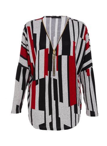 Dorothy Perkins *quiz Grey Red Black Zip Top