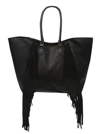 Dorothy Perkins Black Fringe Suede Tote Bag