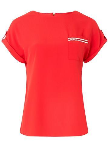 Dorothy Perkins Red Trim Pocket T-shirt