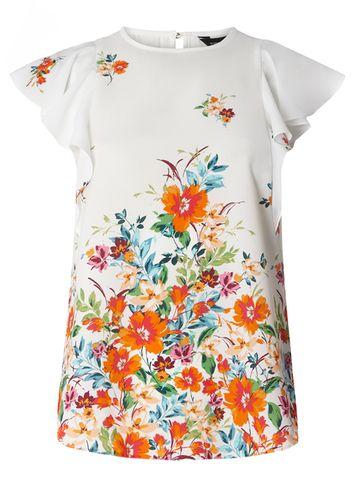 Dorothy Perkins Ivory Floral Border Top