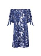 Dorothy Perkins Blue Snake Print Tie Sleeve Bardot Dress
