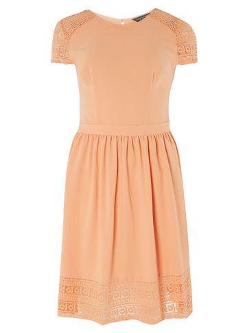 Dorothy Perkins Peach Lace Fit And Flare Dress