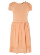 Dorothy Perkins Peach Lace Fit And Flare Dress