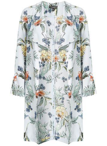 Dorothy Perkins Silver Floral Tie Sleeve Duster Coat