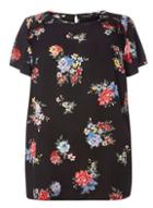 Dorothy Perkins Dp Curve Floral Flutter Sleeve T-shirt